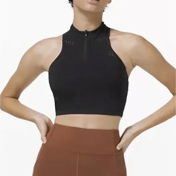 Lululemon high neck pullover sports bra zipper front padded Unleash Strength 4 - Picture 11 of 12